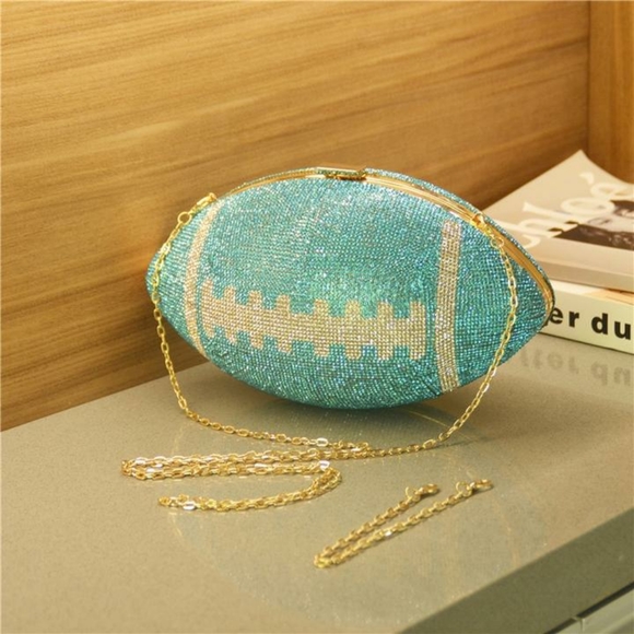 Handbags - 🔥🔥Blue Rhinestone Crystals Football Clutch🔥🔥